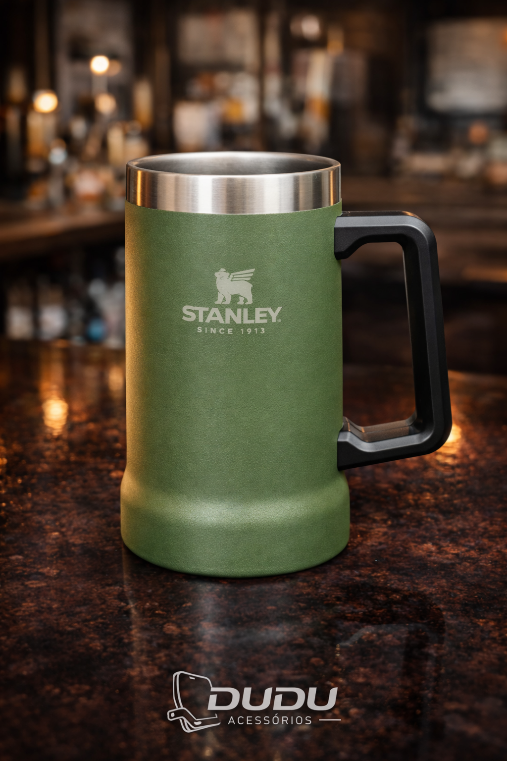 Caneca Térmica para Cerveja 709ml com Alça – Aço Inox Premium - miniatura 5